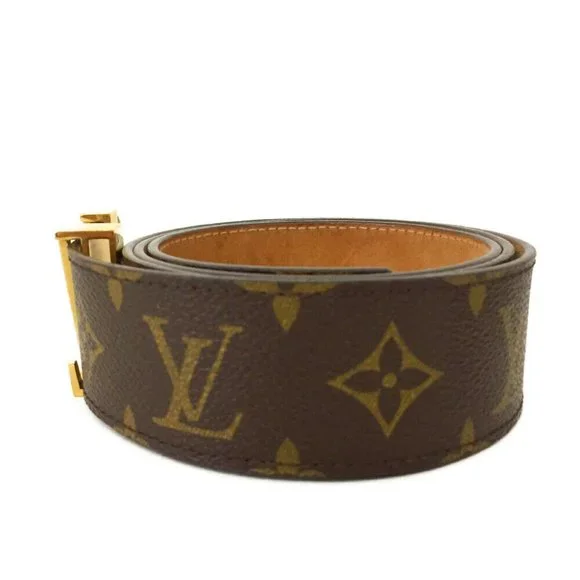 100% Authentic Louis Vuitton Monogram Brown Leather Belt - Picture 2 of 10